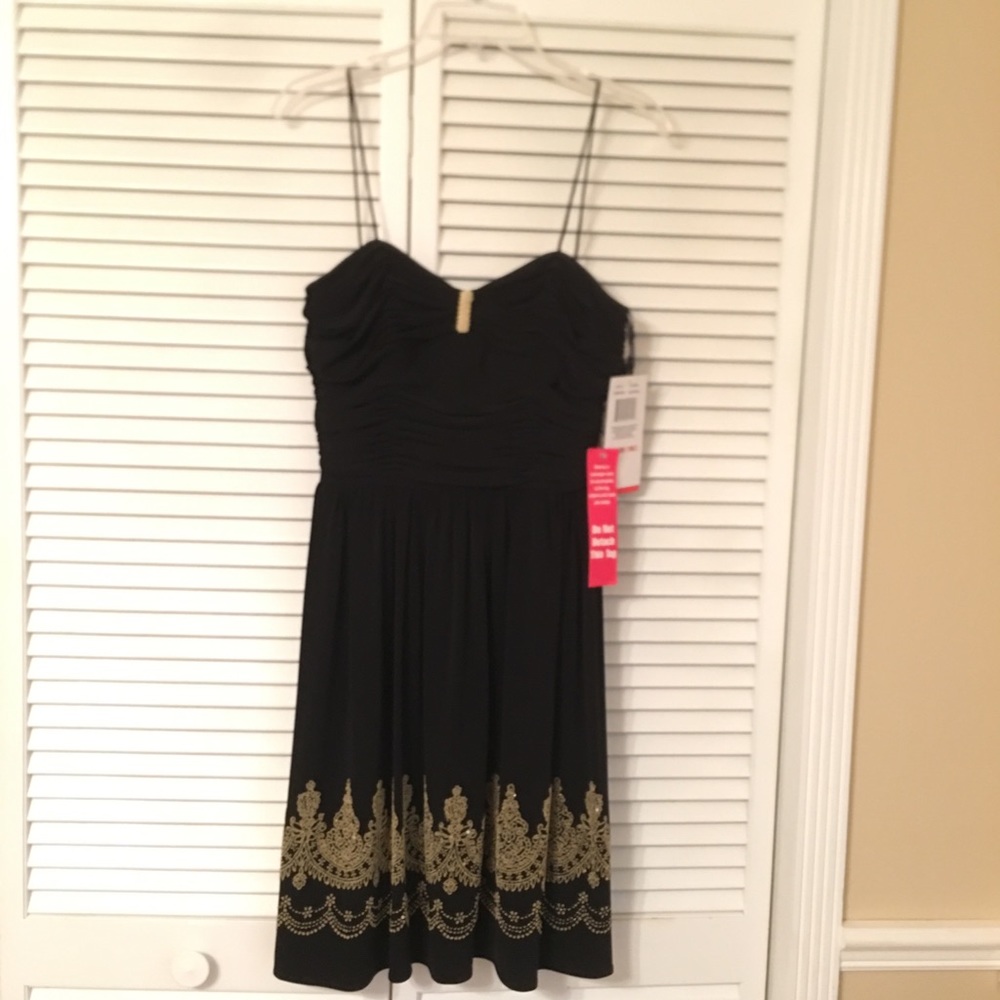 Black w gold embellishments cocktail dress